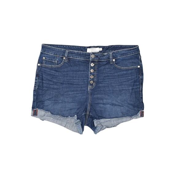 Torrid Plus Size 20 Blue Bermuda Denim Shorts Button Solid Cotton Blend - Picture 1 of 6